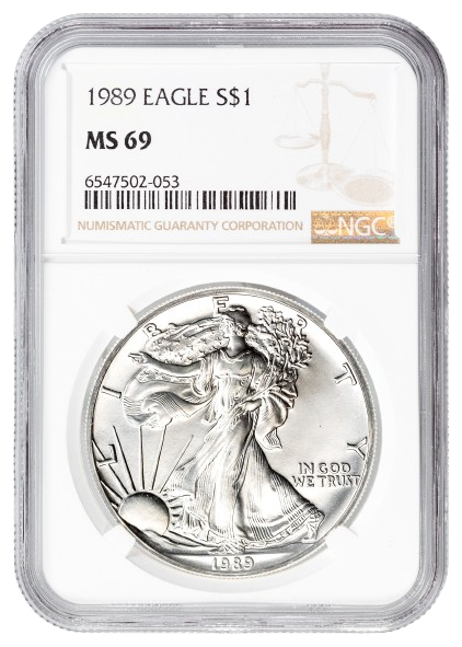 1989 1 oz Silver Eagle NGC MS69