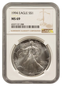 1994 1 oz American Silver Eagle NGC MS69