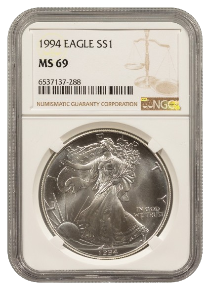 1994 1 oz American Silver Eagle NGC MS69