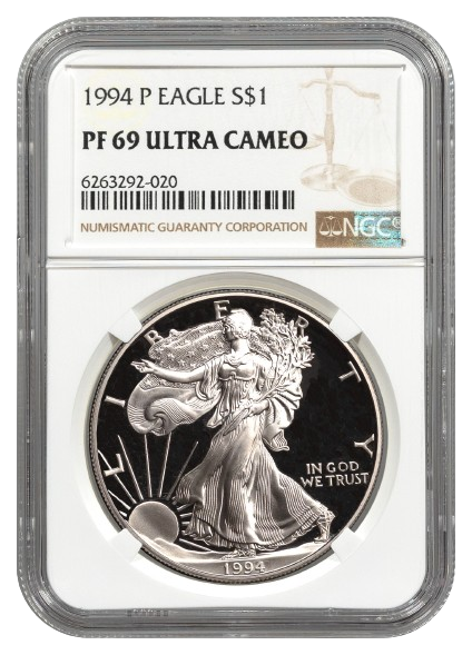 1994-P 1 oz American Silver Eagle NGC PF69 Ultra Cameo