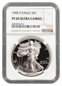 1995-P 1 oz American Silver Eagle NGC PF69 Ultra Cameo
