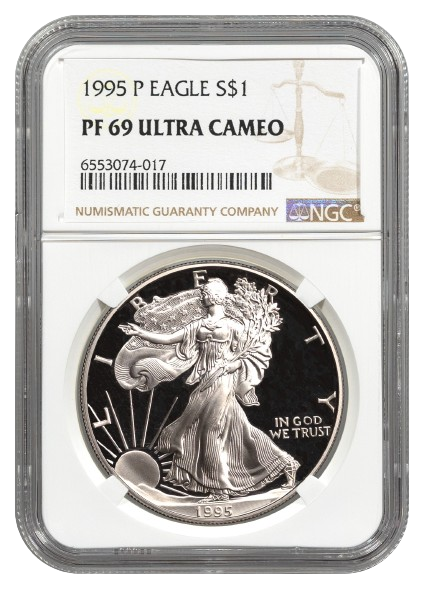 1995-P 1 oz American Silver Eagle NGC PF69 Ultra Cameo