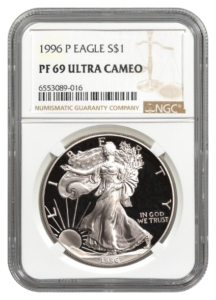 1996-P 1 oz American Silver Eagle NGC PF69 Ultra Cameo