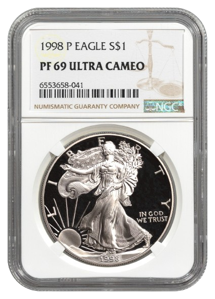 1998-P 1 oz American Silver Eagle NGC PR69