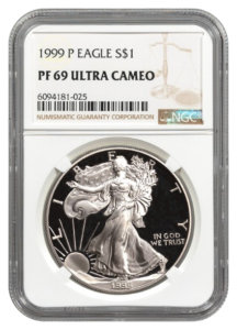 1999-P 1 oz American Silver Eagle NGC PR69