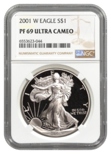 2001-W 1 oz Silver Eagle NGC PF69 Ultra Cameo