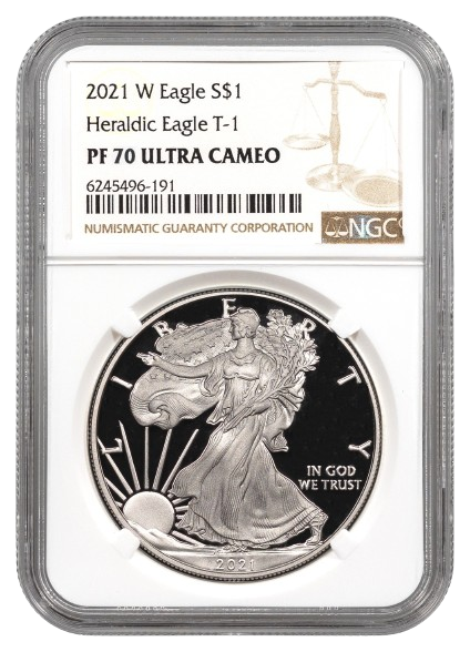 2021-W 1oz Silver Eagle NGC T1 PF70 Ultra Cameo