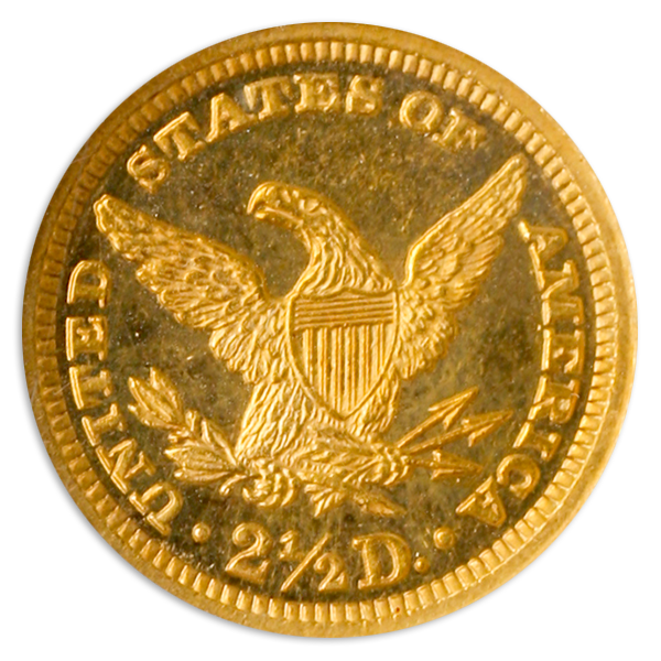 1894 $2.5 Liberty Head reverse image on transparent background.
