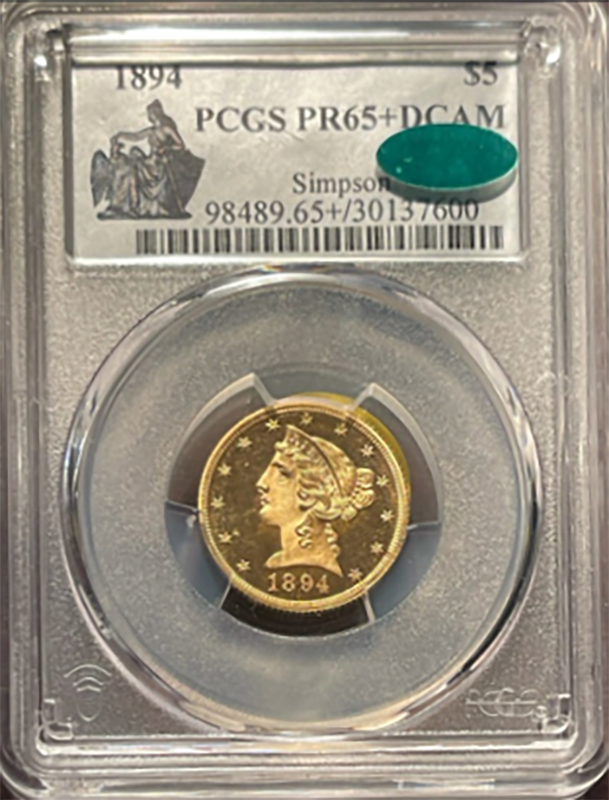 1894 $5 Liberty PCGS PR65 Deep Cameo  CAC +