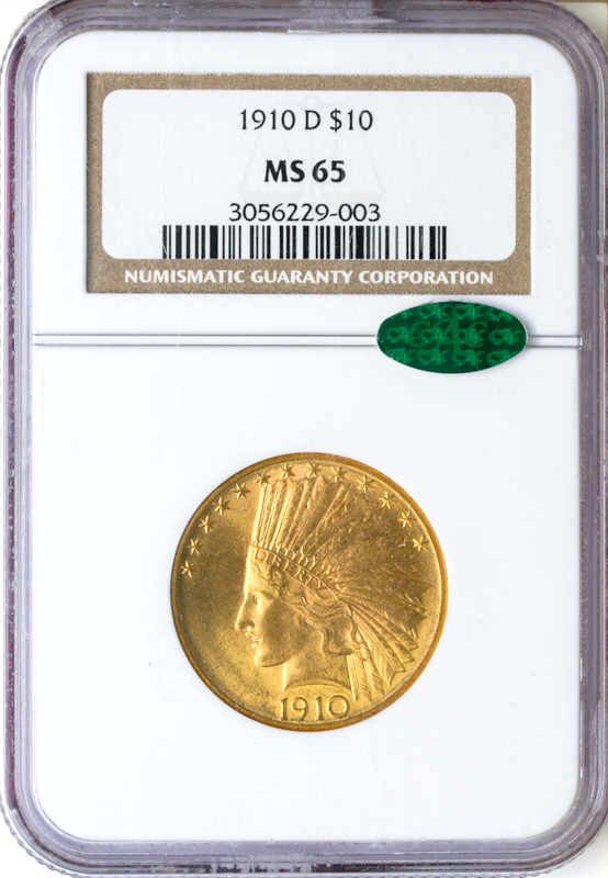 1910-D $10 Indian NGC MS65 CAC