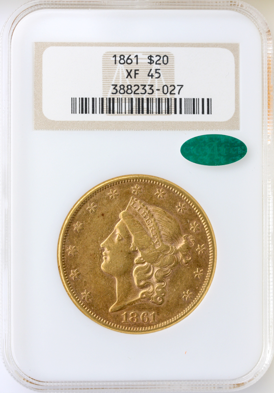 1861 $20 Liberty NGC XF45 CAC
