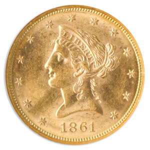 1861 $10 Liberty S.S. Republic NGC MS61