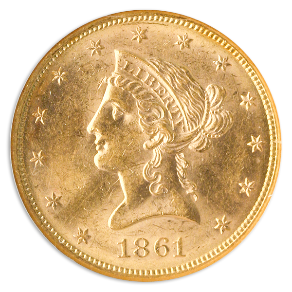 1861 $10 Liberty S.S. Republic NGC MS61