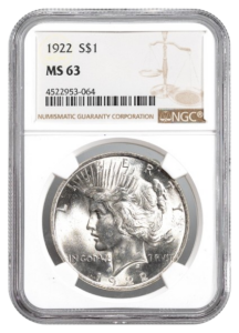 1922 Peace $1 NGC MS63