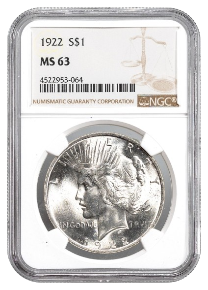 1922 Peace $1 NGC MS63