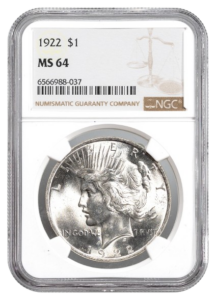 1922 Peace $1 NGC MS64