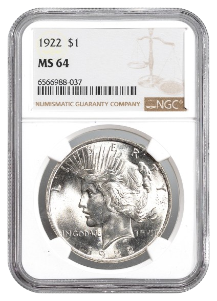 1922 Peace $1 NGC MS64