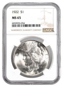 1922 Peace $1 NGC MS65