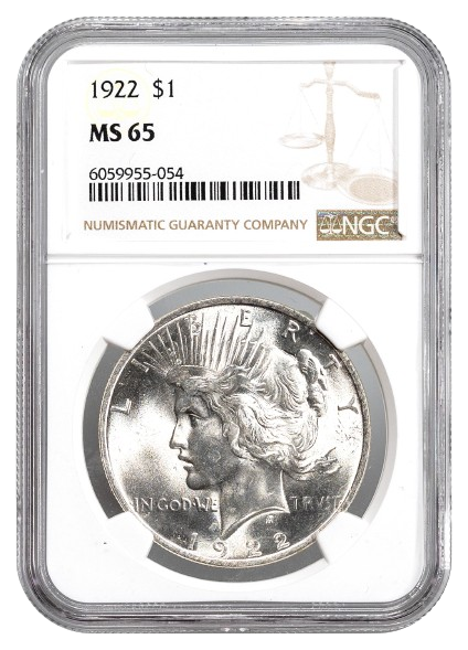 1922 Peace $1 NGC MS65