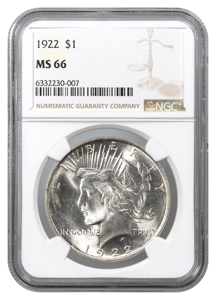 1922 Peace $1 NGC MS66