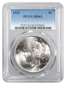 1922 Peace $1 PCGS MS63