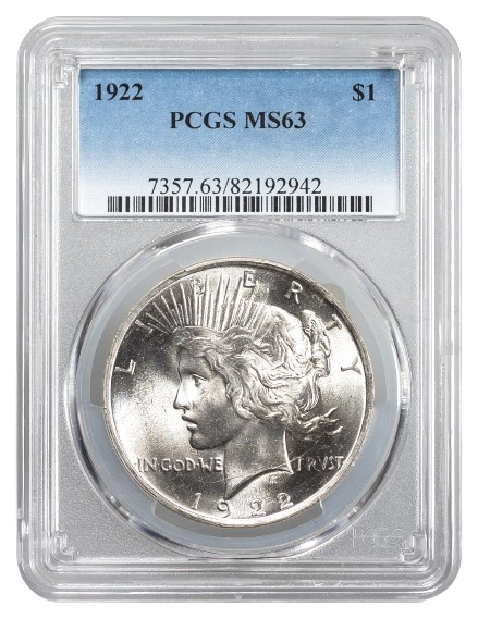 1922 Peace $1 PCGS MS63