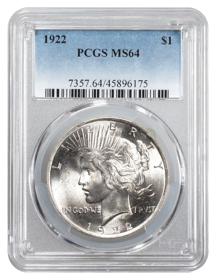 1922 Peace $1 PCGS MS64