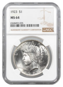 1923 Peace $1 NGC MS64