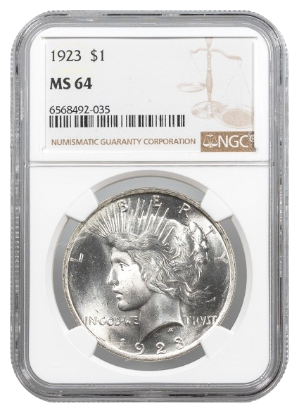 1923 Peace $1 NGC MS64