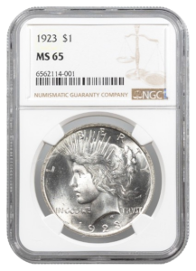 1923 Peace $1 NGC MS65