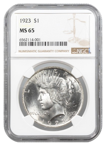 1923 Peace $1 NGC MS65