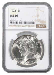 1923 Peace $1 NGC MS66