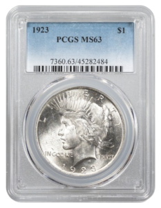 1923 Peace $1 PCGS MS63