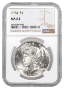 1924 Peace $1 NGC MS63