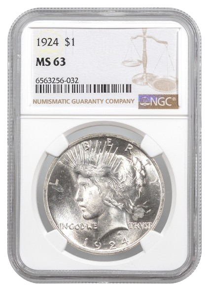 1924 Peace $1 NGC MS63