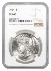 1924 Peace $1 NGC MS65