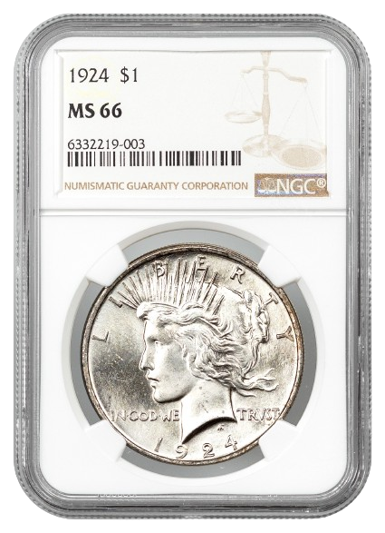1924 Peace $1 NGC MS66