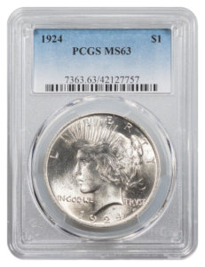 1924 Peace $1 PCGS MS63