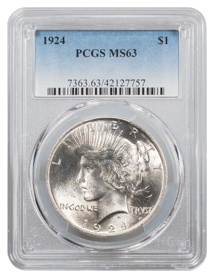 1924 Peace $1 PCGS MS63