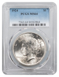 1924 Peace $1 PCGS MS64