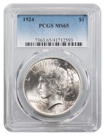 1924 Peace $1 PCGS MS65