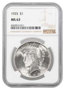 1925 Peace $1 NGC MS63
