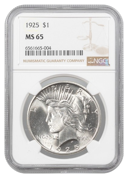 1925 Peace $1 NGC MS65