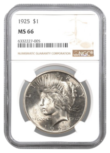 1925 Peace $1 NGC MS66