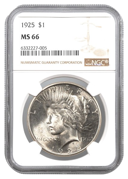 1925 Peace $1 NGC MS66