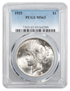 1925 Peace $1 PCGS MS63