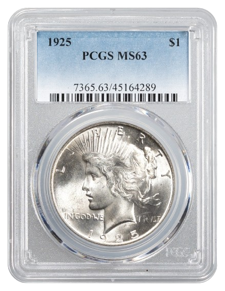 1925 Peace $1 PCGS MS63