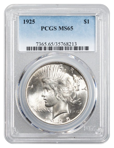 1925 Peace $1 PCGS MS65