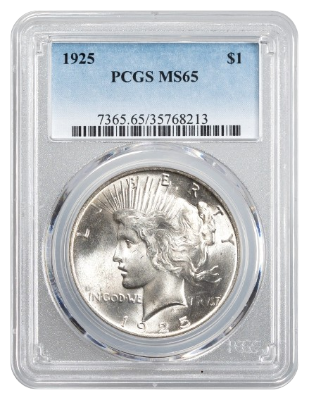 1925 Peace $1 PCGS MS65