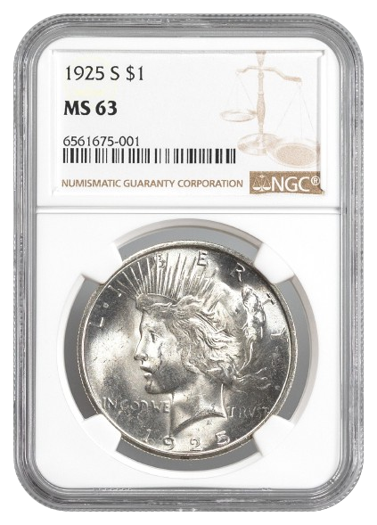 1925-S Peace $1 NGC MS63